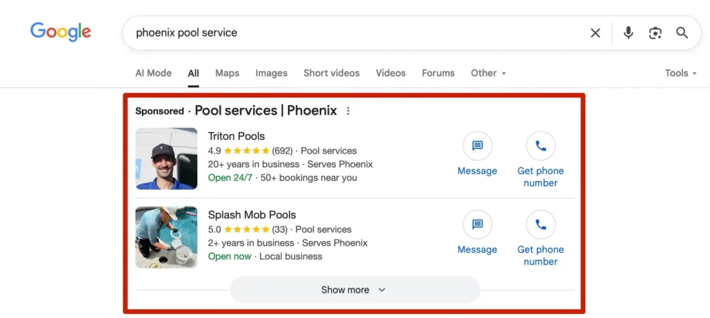 Local Services Ads on Google for Pool Service